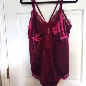 NWT - Burgundy velour bodysuit